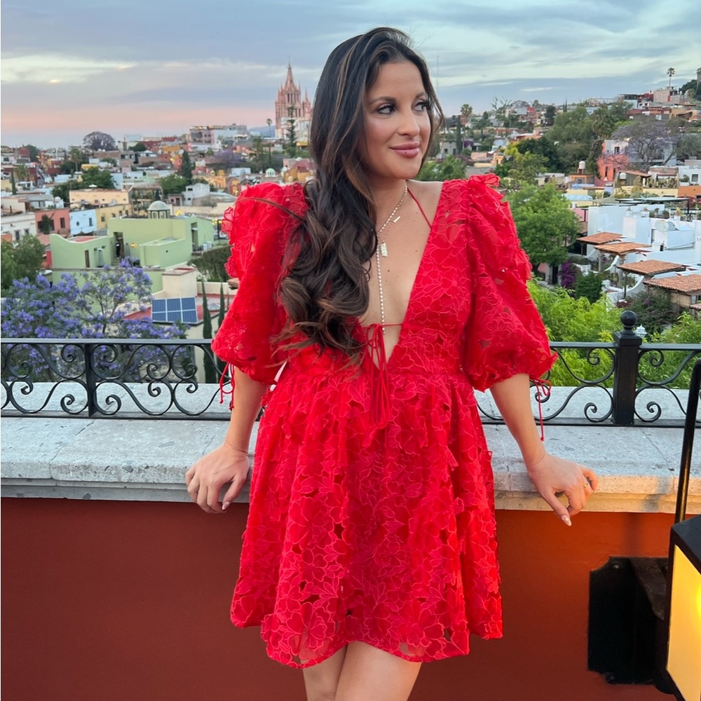 For love and lemons red lace mini dress